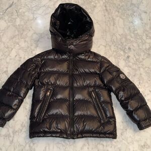 MONCLER MAYA HOODED BLACK JACKET 5Y